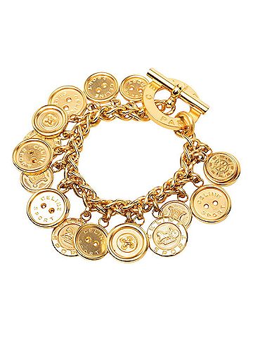 Céline Celine Triomphe Button Motif Bracelet, Gold Plated, Women's (view 2)