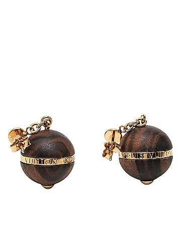 Louis Vuitton Louis Vuitton Boucle d'Oreilles Magnetic Boa Earrings M66398 Gold Brown Plated Wood Rhinestone Women's LOUIS VUITTON (view 2)