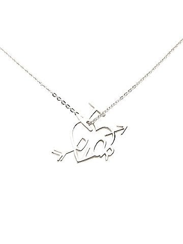Christian Dior Christian Dior Dior I LOVE DIOR Heart Arrow Chain Pendant Necklace Silver Metal Women's (view 2)