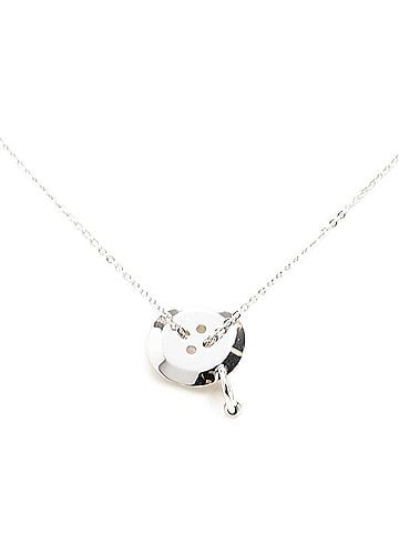 Christian Dior Christian Dior Dior Logo Button Motif Chain Necklace, Silver Metal, Women's (view 2)