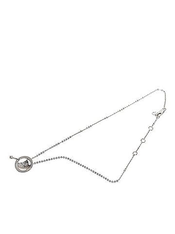 Christian Dior Christian Dior Dior Logo Button Motif Necklace, Silver Metal, Women's (view 1)