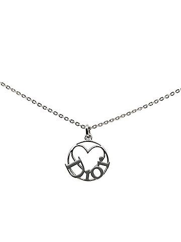 Christian Dior Christian Dior Dior Logo Heart Motif Pendant Necklace, Silver and Gray Metal, Women's. (view 1)