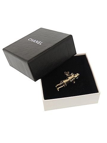 Chanel Chanel Mademoiselle Doll 05A Stone Coco Mark Champagne Gold Brooch 0085 CHANEL (view 2)
