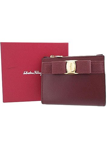 Salvatore Ferragamo Salvatore Ferragamo Vara Ribbon Leather Bordeaux Compact Wallet 0447 (view 2)