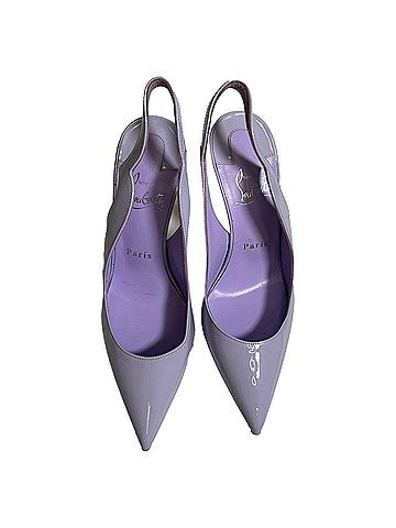Christian Louboutin Christian Louboutin Hot Chick 100 Slingback Pumps in Purple Patent Leather (view 2)