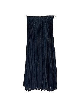 Fendi Fendi Pleated Midi Skirt in Navy Blue Mohair (view 1)