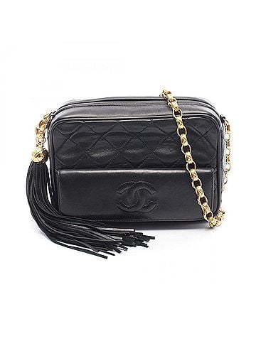 Chanel Chanel Matelassé Fringe Mini Chain Shoulder Bag/Handbag, Lambskin Leather, Women's, Black (view 1)