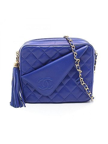 Chanel Chanel Matelassé Tassel Shoulder Bag/Handbag, Lambskin Leather, Women's, Blue (view 1)