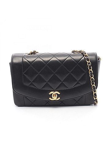 Chanel Chanel Matelassé Diana Flap Shoulder Bag/Handbag, Lambskin Leather, Women's, Black (A01164) (view 1)