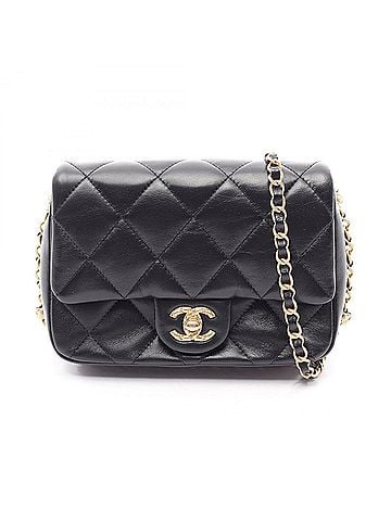 Chanel Chanel Matelassé Small Flap Shoulder Bag/Handbag, Lambskin Leather, Women's, Black (view 1)