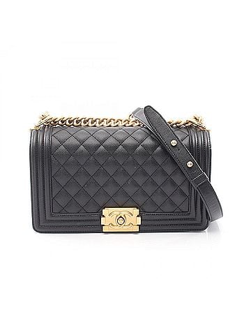 Chanel Chanel Boy Shoulder Bag/Handbag, Caviar Leather (Grained Calfskin), Women's, Black, A67086 (view 1)