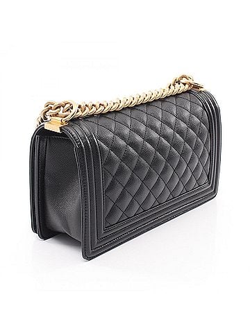 Chanel Chanel Boy Shoulder Bag/Handbag, Caviar Leather (Grained Calfskin), Women's, Black, A67086 (view 2)