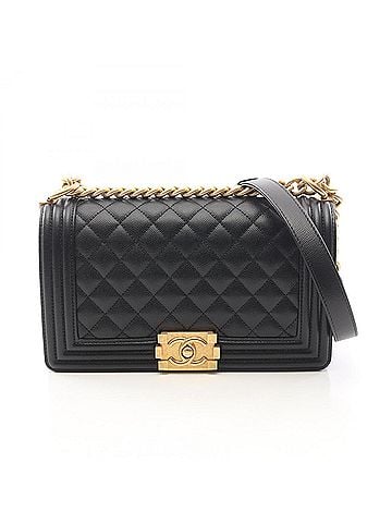 Chanel Chanel Boy Shoulder Bag/Handbag, Caviar Leather (Grained Calfskin), Women's, Black, A67086 (view 1)