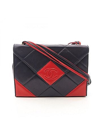 Chanel Chanel CHANEL Diamond Stitch Shoulder Bag Handbag Lambskin (Sheepskin) Women's Navy/Red (view 1)