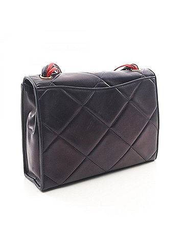 Chanel Chanel CHANEL Diamond Stitch Shoulder Bag Handbag Lambskin (Sheepskin) Women's Navy/Red (view 2)