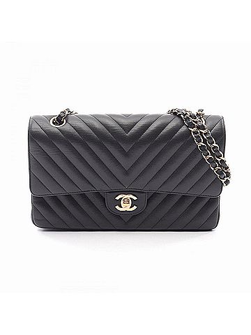 Chanel Chanel Chevron V-stitch Double Flap Shoulder Bag/Handbag, Caviar Leather (Grained Calfskin), Women's, Black, A01112 (view 1)