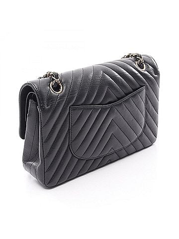 Chanel Chanel Chevron V-stitch Double Flap Shoulder Bag/Handbag, Caviar Leather (Grained Calfskin), Women's, Black, A01112 (view 2)