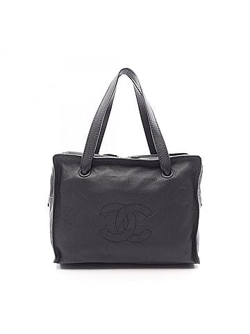 Chanel Chanel Coco Mark Tote Bag Handbag Leather Women's Black (view 1)