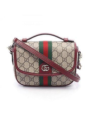 Gucci Gucci Ophidia Small Top Handle Bag, 2-Way Handbag, Coated Canvas Leather, Women's, Beige, Brown, Bordeaux, 836843 (view 1)