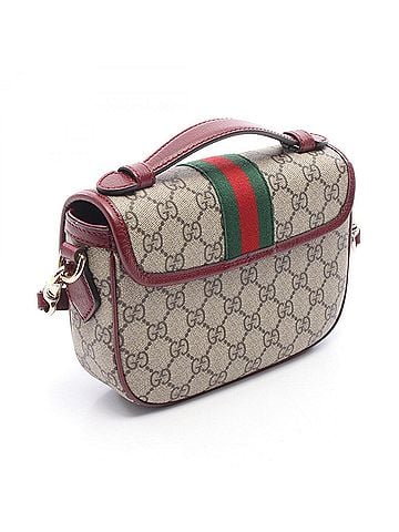 Gucci Gucci Ophidia Small Top Handle Bag, 2-Way Handbag, Coated Canvas Leather, Women's, Beige, Brown, Bordeaux, 836843 (view 2)