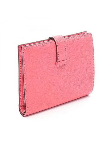 Hermès Hermes Bearn Compact Bi-fold Wallet, Leather, Chevre Women's, Pink (view 2)