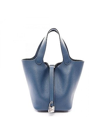 Hermès Hermes Picotin Lock PM Handbag, Leather, Taurillon Clemence Women's, Blue (view 1)