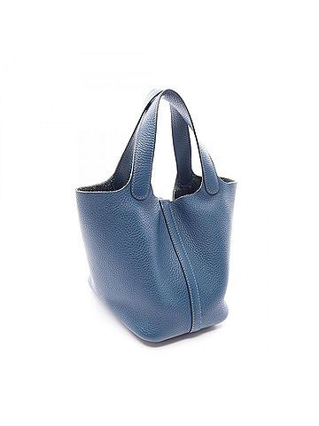 Hermès Hermes Picotin Lock PM Handbag, Leather, Taurillon Clemence Women's, Blue (view 2)