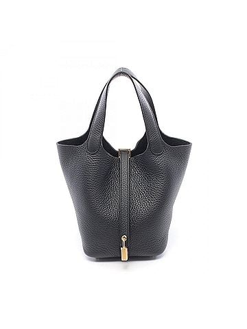 Hermès Hermes Picotin Lock PM Handbag, Leather, Taurillon Clemence Women's, Black (view 1)