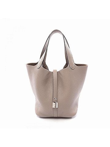 Hermès Hermes Picotin Lock MM Handbag, Leather, Taurillon Clemence Women's, Beige (view 1)