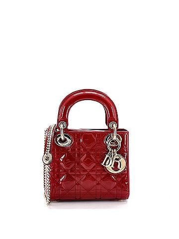 Christian Dior Lady Dior Chain Bag Cannage Quilt Patent Mini (view 1)