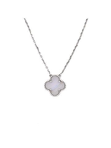 Van Cleef & Arpels Vintage Alhambra Pendant Necklace 18K White Gold and Chalcedony (view 1)