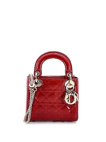 Christian Dior Lady Dior Chain Bag Cannage Quilt Patent Mini (view 1)