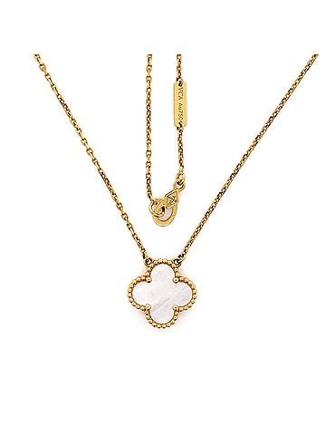 Van Cleef & Arpels Vintage Alhambra Pendant Necklace 18K Yellow Gold and Mother of Pearl (view 2)