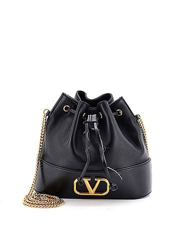 Valentino Garavani VLogo Drawstring Bucket Pouch Leather (view 1)