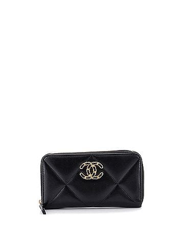 Chanel 19 Zip Around Wallet Quilted Goatskin Medium (view 1)
