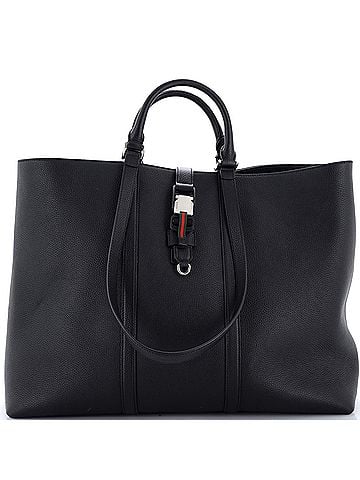 Gucci Web Buckle Top Handle Tote Leather XL (view 1)