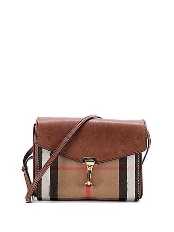Burberry Macken Crossbody Bag Leather and House Check Canvas Small (view 1)