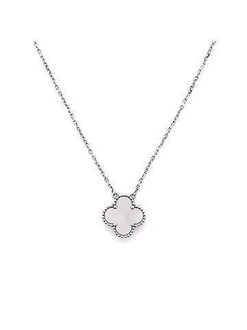 Van Cleef & Arpels Vintage Alhambra Pendant Necklace 18K White Gold and Mother of Pearl (view 1)