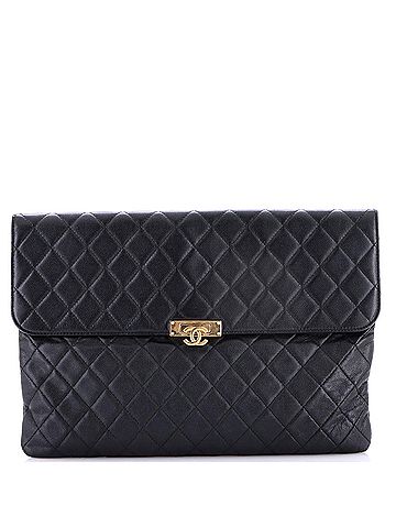 Chanel Golden Class O Case Clutch Quilted Caviar Large (view 1)