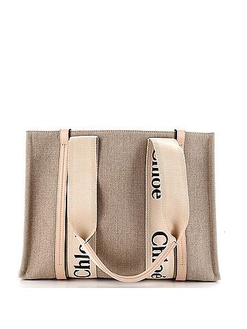 Chloé Woody Tote Canvas with Leather Medium (view 1)