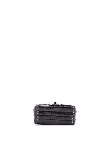 Chanel So Black Square Classic Single Flap Bag Chevron Crumpled Metallic Patent Mini (view 2)
