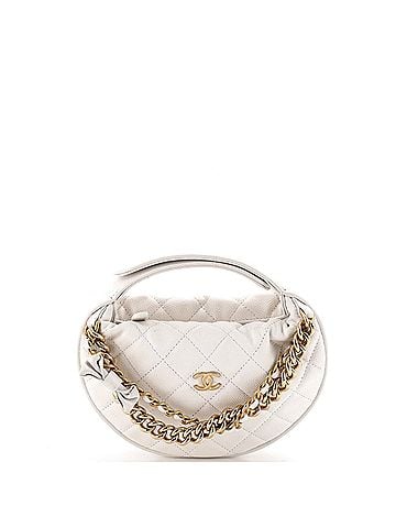 Chanel Double Chain Bow Hobo Pouch Quilted Caviar Mini (view 1)
