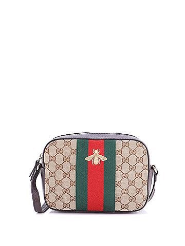 Gucci Bee Web Camera Bag GG Canvas (view 1)