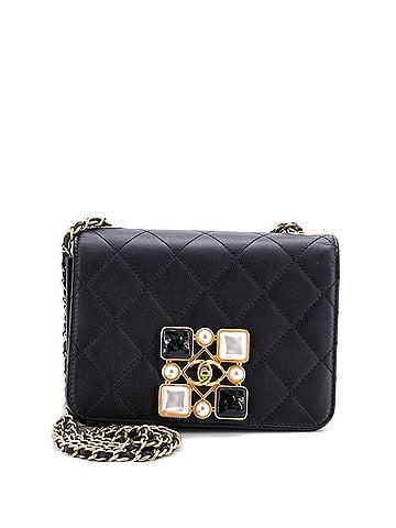 Chanel Resin and Pearl CC Full Flap Bag Quilted Calfskin Small (view 1)