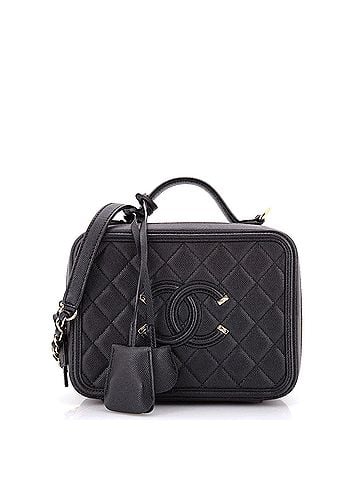 Chanel Filigree Vanity Case Quilted Caviar Medium (view 1)