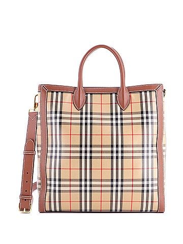 Burberry Convertible Tote Vintage Check Coated Canvas Medium (view 1)
