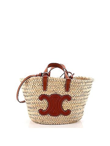 Céline Classic Panier Basket Tote Raffia and Leather Teen (view 1)