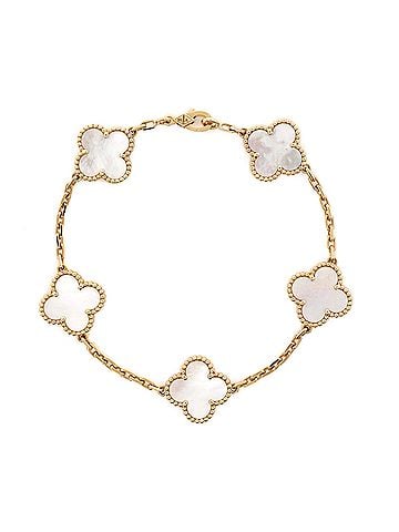 Van Cleef & Arpels Vintage Alhambra 5 Motifs Bracelet 18K Yellow Gold and Mother of Pearl (view 1)