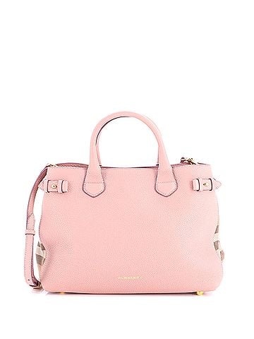 Burberry Banner Tote Leather and House Check Canvas Medium (view 1)