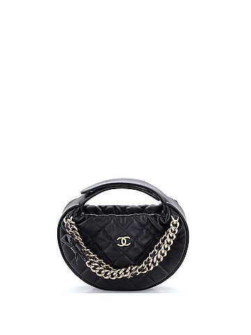 Chanel Double Chain Bow Hobo Pouch Quilted Caviar Mini (view 1)